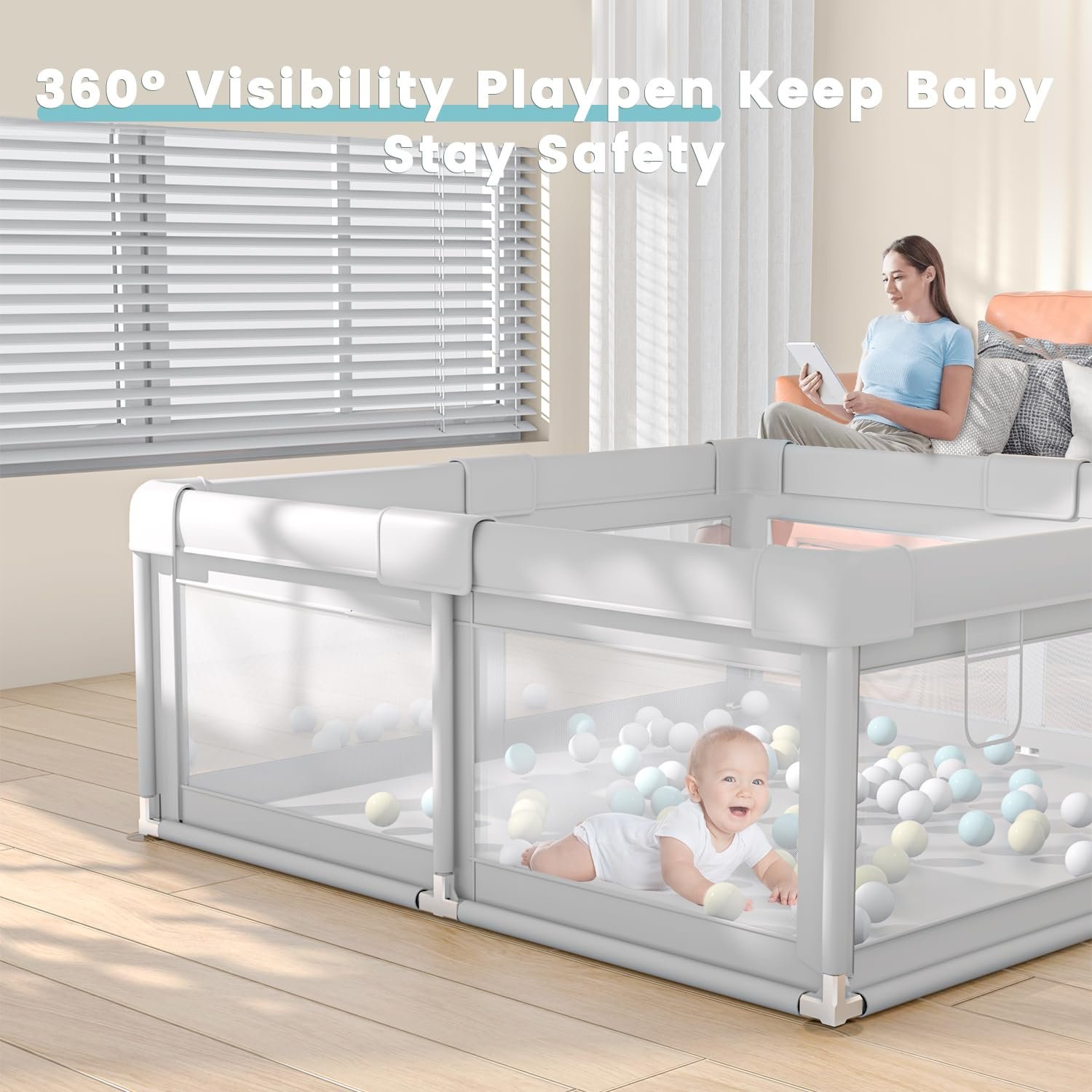Baby Playpen 50x50 Inch – Safe Play Yard for Babies & Toddlers, Indoor/Outsdoor - Image 3